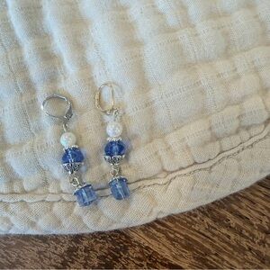 Handmade Blue Beaded Earrings